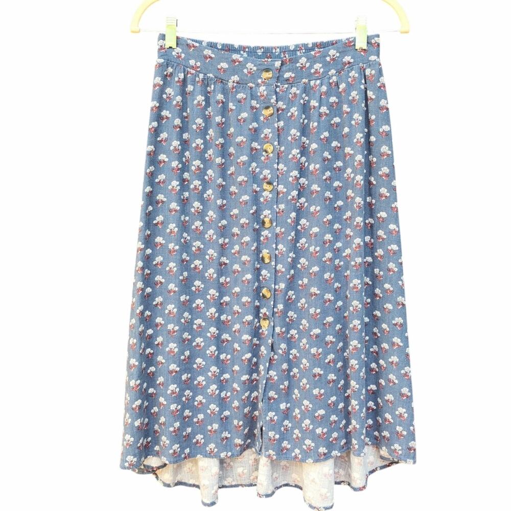NOW + GEN X SONOMA | Ditsy Floral Button Front Midi Hi-Low Skirt Cottagecore XS